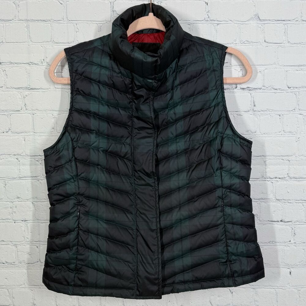 Talbots Black and Green Puffer Vest med petite